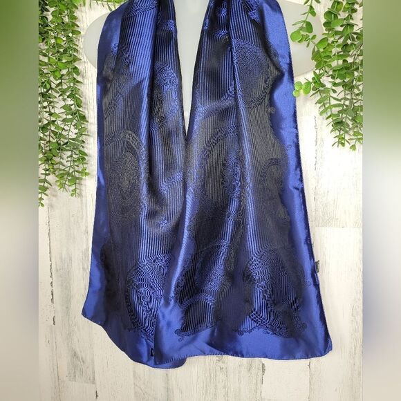 Authentic Versace Iridescent Black and Blue Scarf - Picture 12 of 12